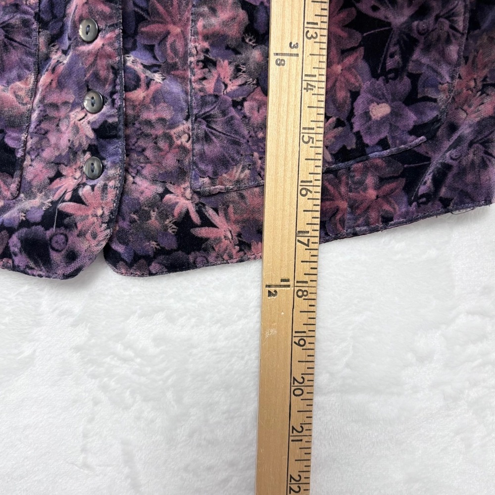VTG 90s Campus Casuals Floral Velvet Vest Small Moody Romantic Witchy Whimsigoth - Picture 6 of 9